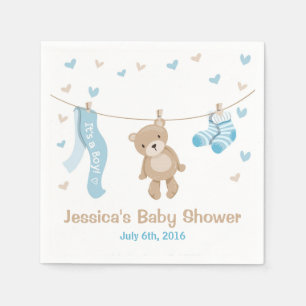 Teddybär-Babyparty-Papierservietten-Jungen-Blau Serviette