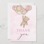 Teddybär Babyrosa Dankeskarte (Vorderseite)