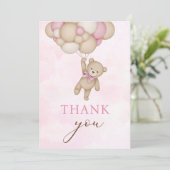 Teddybär Babyrosa Dankeskarte (Stehend Vorderseite)