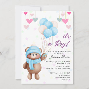 Teddybär-Ballon-Baby-Party-Einladung Einladung