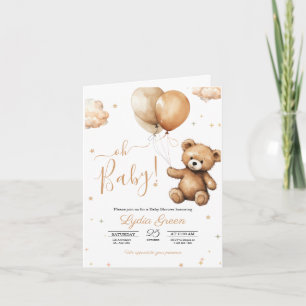 Teddybär-Ballon-Babyshower Geschlechtsneutral Einladung