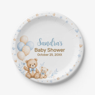 Teddybär-Ballon-Junge-Baby-Party-Papier Pappteller