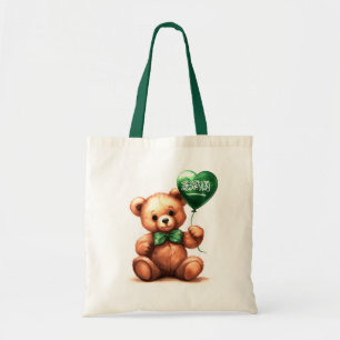 Teddybär & Ballon mit saudischer Flagge. Tragetasche