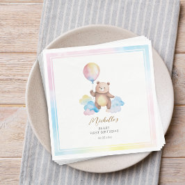 Teddybär-Ballonwolken Beary Erster Geburtstag Serviette