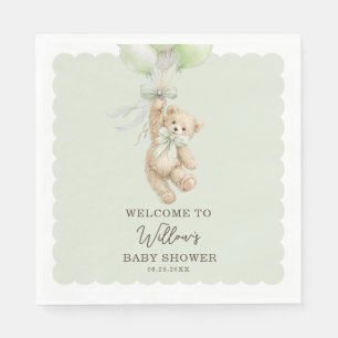 Teddybär-Balloons Baby Shower Servietten