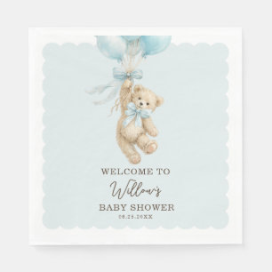 Teddybär-Balloons Baby Shower Servietten