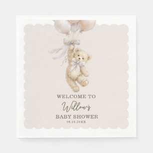 Teddybär-Balloons Baby Shower Servietten