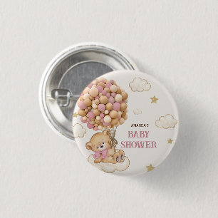 Teddybär-Balloons beige Rosa   Button