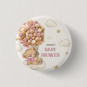 Teddybär-Balloons beige Rosa Button (Vorderseite)