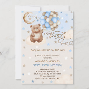 Teddybär-Balloons Whimsical Blau Junge Baby Shower Einladung