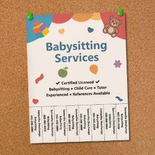 Teddybär & Bauklötze Babysitting-Abreißstreifen Flyer