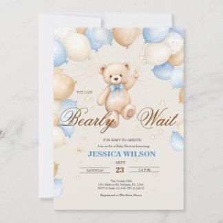 Teddybär "Bearly Wait" Babyshower-Einladung Einladung