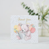 Teddybär beim Lesen eines Buches Dankeskarte (Stehend Vorderseite)
