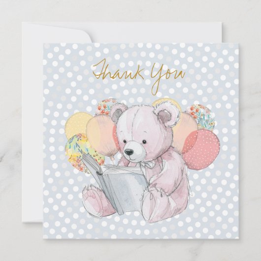 Teddybär beim Lesen eines Buches Dankeskarte (Vorderseite)