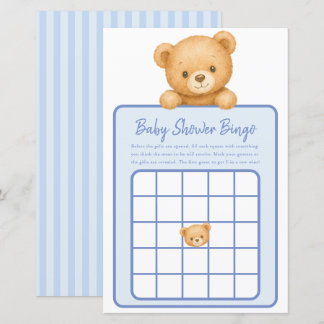 Teddybär Blau Baby Jungen Shower Bingo Spiel