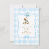 Teddybär Blau Gingham Süß Danke (Vorderseite)