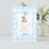 Teddybär Blau Gingham Süß Danke (Stehend Vorderseite)