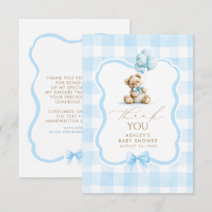 Teddybär Blau Gingham Süß Danke