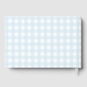 Teddybär Blau Ginghma Babyparty Gästebuch (Rückseite)