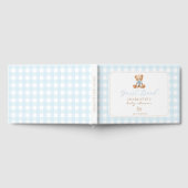 Teddybär Blau Ginghma Babyparty Gästebuch (Voll)