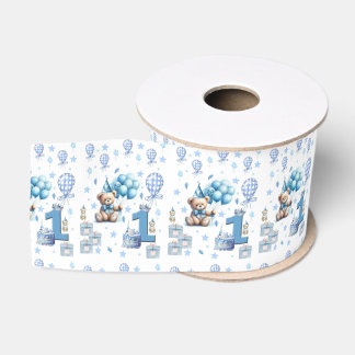 Teddybär Blau Glücklicher 1. Geburtstag Schleife Ripsband