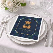 Teddybär Blau Grün Kariert Vornehm Junge Baby-Part