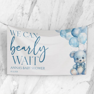 Teddybär Blau Wir können es kaum erwarten Baby Sho Banner