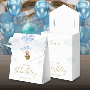 Teddybär Blaue Luftballons Geburtstagsfeier Geschenkschachtel