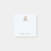 Teddybär & blaue Streifen Benutzerdefinierter Name Post-it Klebezettel (Vorderseite)
