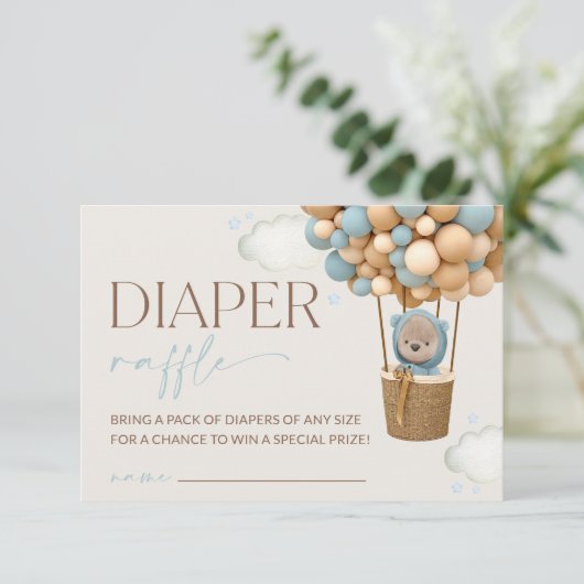 Teddybär, Blauer Ballon, Windelwirbel Begleitkarte (Stehend Vorderseite)