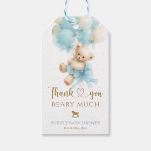 Teddybär Blaues Luftballon Schleife Baby Junge Sho Geschenkanhänger