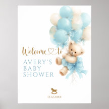 Teddybär Blaues Luftballon Schleife Baby Junge Sho