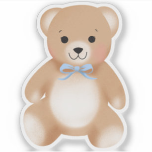 Teddybär-Bogen-Plüsch Blau Baby Shower Aufkleber