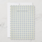 Teddybär-Bogen-Plüsch Gingham Antique Blau Einladung (Rückseite)