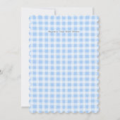 Teddybär-Bogen-Plüsch Gingham Blau Einladung (Rückseite)