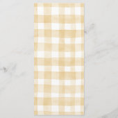 Teddybär-Braun-Gingham-Muster-Menükarten Menükarte (Rückseite)