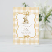 Teddybär Braun Gingham Süß Danke (Stehend Vorderseite)