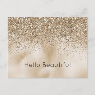 Teddybär Braun Gold Glam Glitter Postkarte