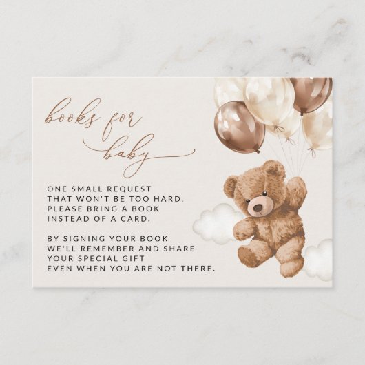 Teddybär, Braunbäume, Bücher für Baby Begleitkarte (Vorderseite)