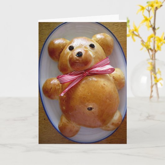 Teddybär-Brot-Rezept-Gruß-Karte Karte (Gelbe Blume)