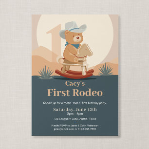 Teddybär-Cowboy zum ersten Rodeo-Geburtstag Einladung
