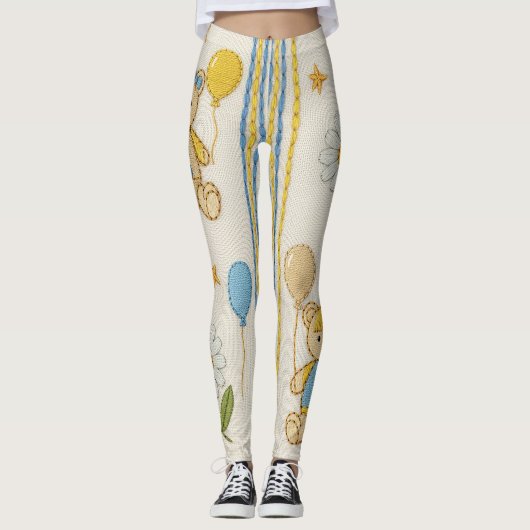 Teddybär-Daisy-Garten-Muster (10) Leggings (Vorderseite)