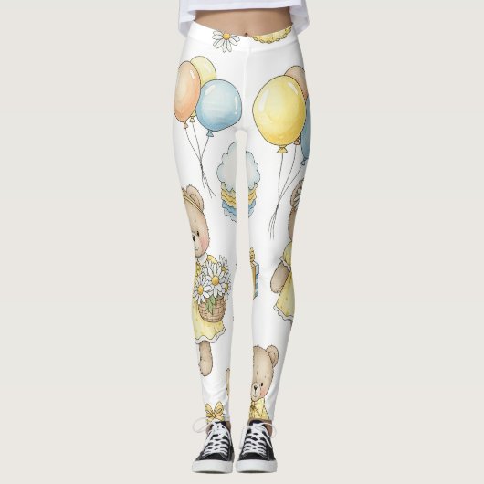 Teddybär-Daisy-Garten-Muster (16) Leggings (Vorderseite)
