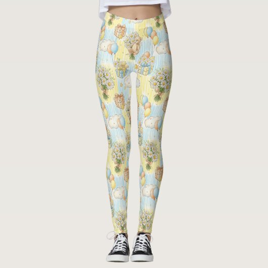 Teddybär Daisy Garten Muster (3) Leggings (Vorderseite)