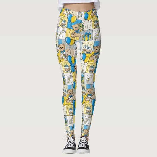 Teddybär Daisy Garten Muster (4) Leggings (Vorderseite)