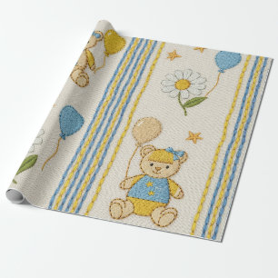 Teddybär-Daisy-Gartenmuster (10) Geschenkpapier