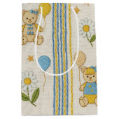 Teddybär-Daisy-Gartenmuster (10) Mittlere Geschenktüte (Vorderseite)