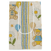 Teddybär-Daisy-Gartenmuster (10) Mittlere Geschenktüte (Rückseite)