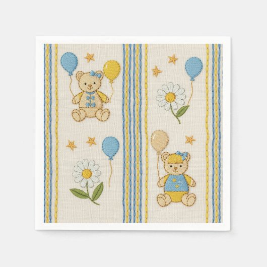 Teddybär-Daisy-Gartenmuster (10) Serviette (Vorderseite)