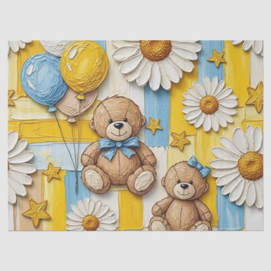 Teddybär-Daisy-Gartenmuster (11) Seidenpapier (Vorderseite)